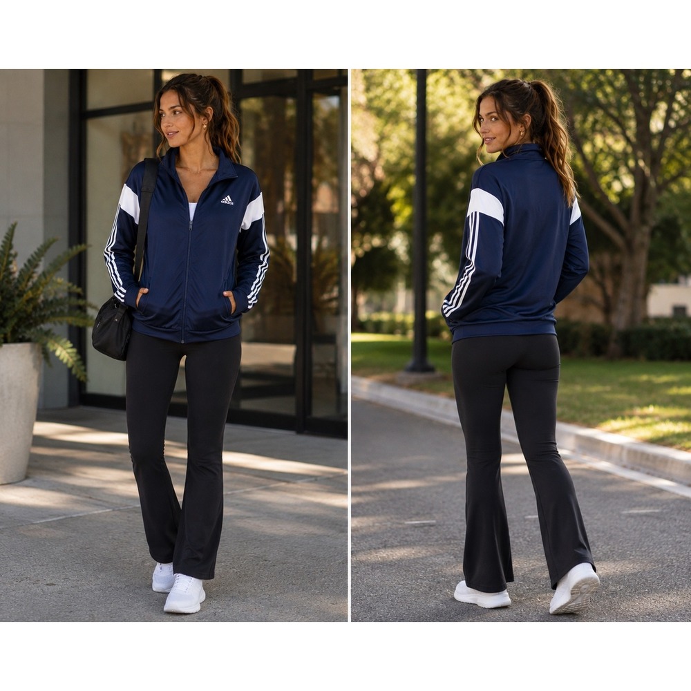 Adidas Track Jacket Navy Blue 3-Stripe Full Zip Athletic Sportswear Youth XL S